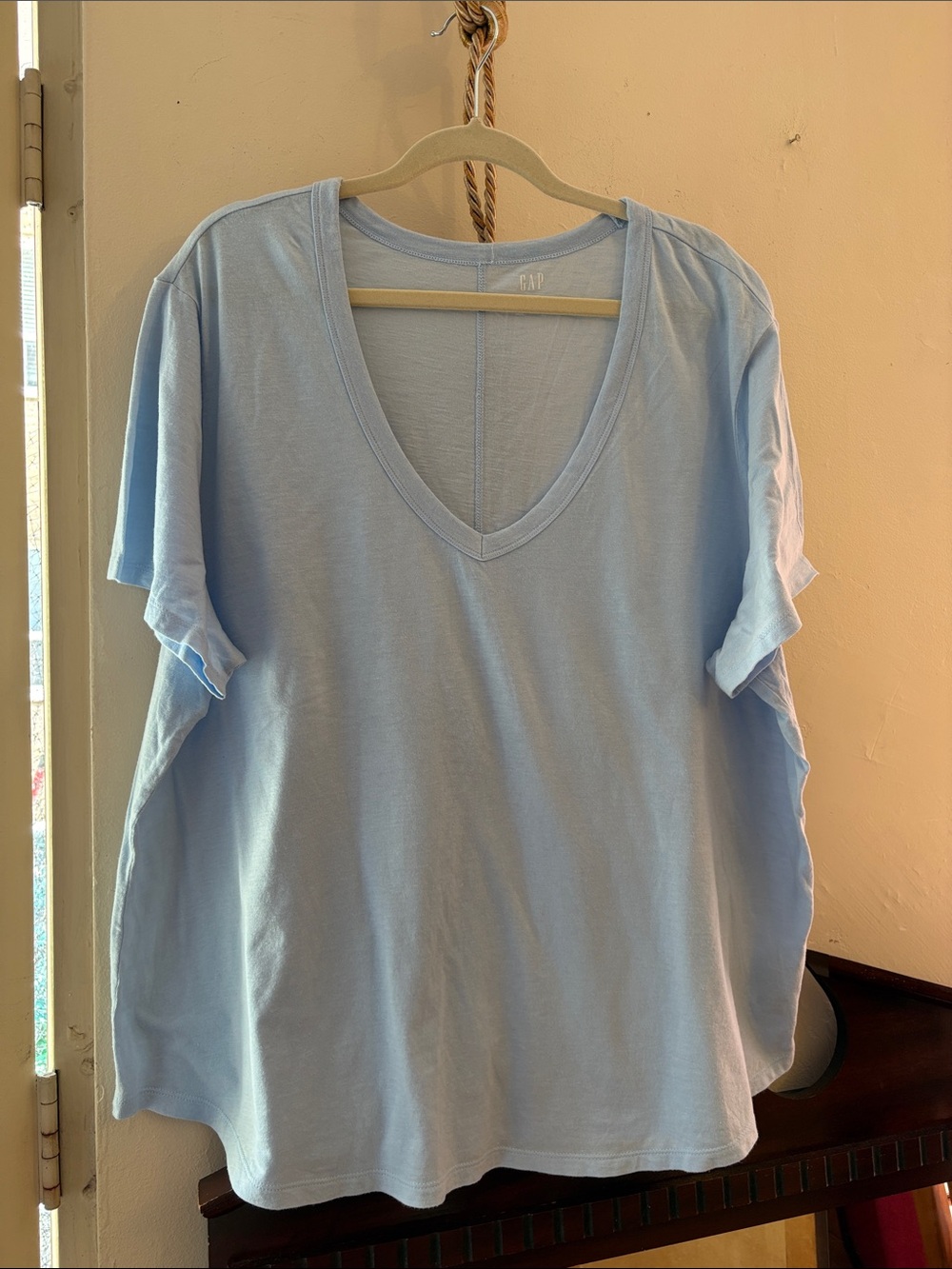GAP Light Blue V-Neck Short Sleeve Tee. Cotton